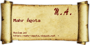 Mahr Ágota névjegykártya